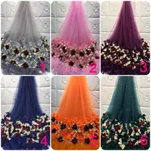 Африканские высококачественные перья 3D Цветы французский тюль кружева ткани вышивка материалы 5 ярдов для вечерние свадебные