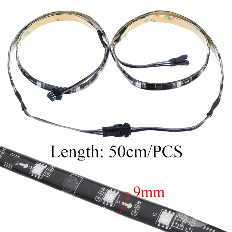 2 шт. DC12V 50 см 15 светодиодный RGB Светодиодные ленты света Водонепроницаемый SMD5050 Светодиодный Волшебная полоска светильник для компьютера
