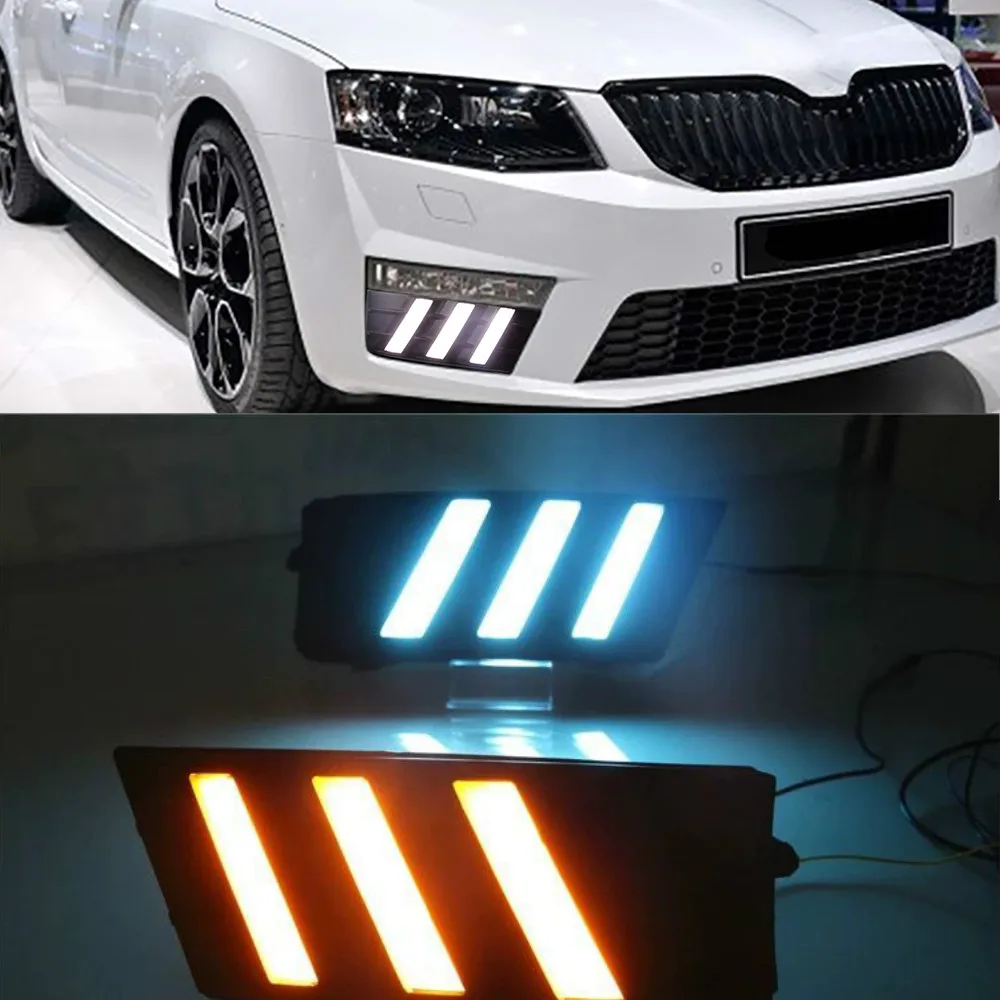 

1 set LED DRL Daytime driving Running Lights Daylight cover hole free shipping for Skoda Octavia RS A7 2016 2017