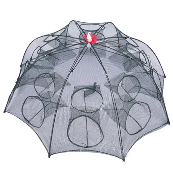 

4-16 Holes Automatic Umbrella Fishing Net Shrimp Cage Nylon Foldable Crab Fish Trap Cast Net Cast Folding Fishing Network Mesh