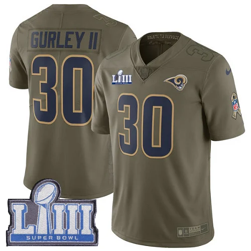Los Angeles Jared Goff Todd Gurley Robert Woods Rams Olive Super Bowl LIII Bound Salute to Service jersey - Цвет: 5