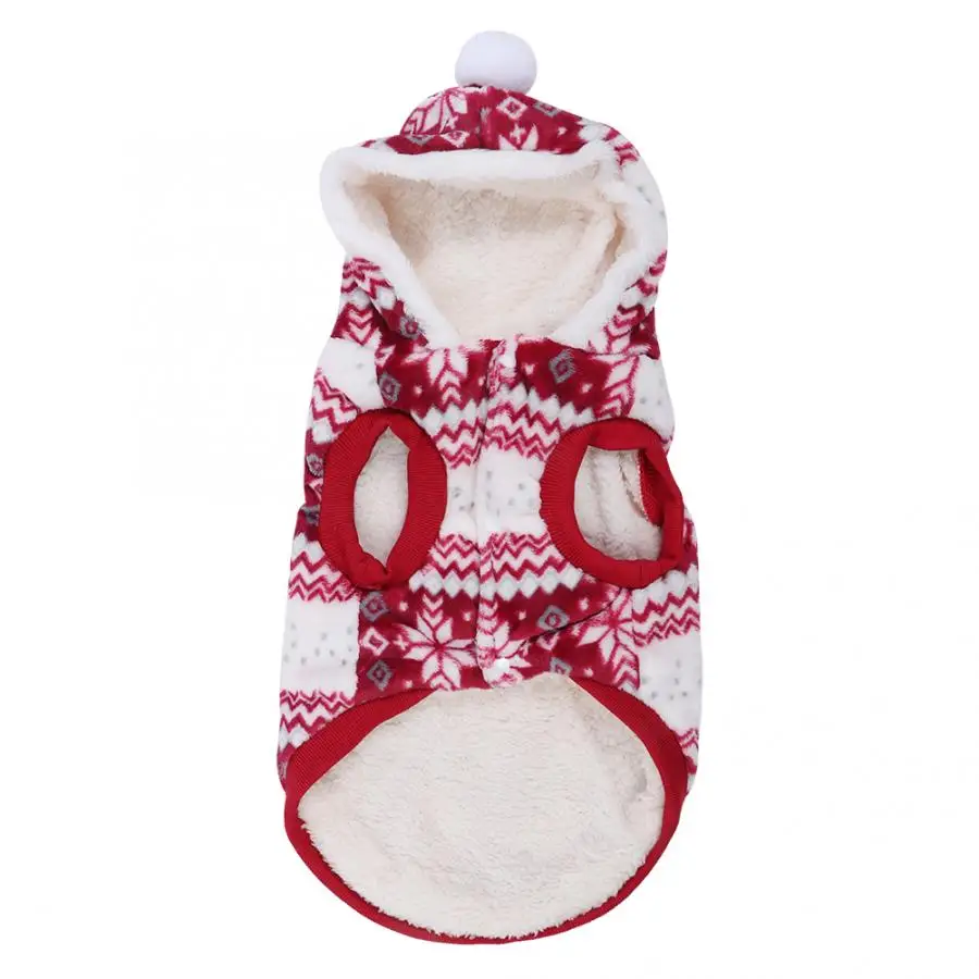 Christmas Winter Warm Dog Clothes Cute Soft Cotton Dog Clothes Dress Fashion Snowflake Pattern Dog Overall Clothing Outfit