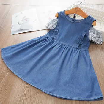 

Lace Denim Girl's Dress 2020 Summer Children's Clothes