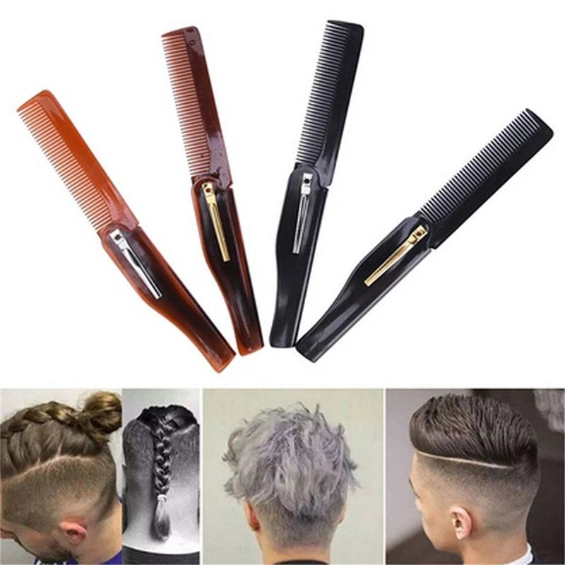 1PC Portable Folding Knife Hair Combs Travel Commercial Plastic Small Comb For Men Special Head Moustache | Красота и здоровье