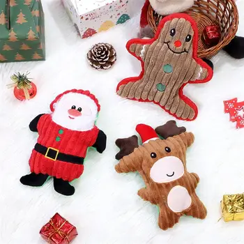 

3 Pcs Plush Sound Toys Cute Cartoon Fashion Christmas Elements Pet Supplies Pet Squeaky Toys Cat Bite Toys for Kitten Dog Cat