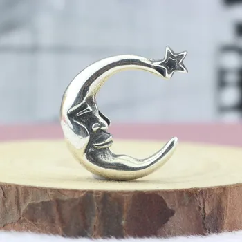 

925 Sterling Silver Charms Beads Moon Charm Bead Fits European 3.0mm Bracelet Jewelry