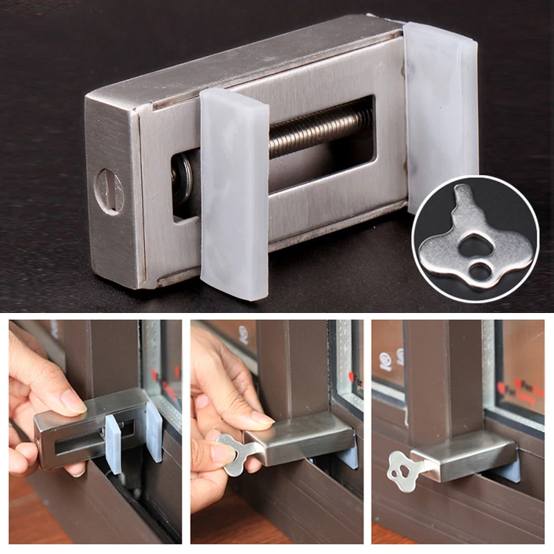 

Security Lock Aluminum alloy 68*30*35mm Safety Window Translation Anti-theft Door Stopper Home