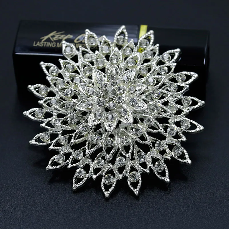 Reizteko Wedding Bridal Big Crystal Rhinestone Bouquet Brooch Pin for Women 
