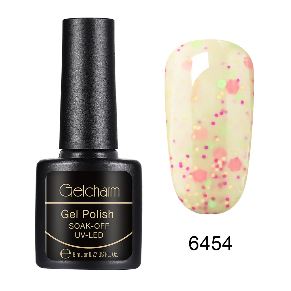 6454 Gelcharm 8 мл сыр конфеты УФ-гель для ногтей используется с молочного цвета гель лак Полупостоянный все для маникюра дизайн ногтей гель - Цвет: 6454