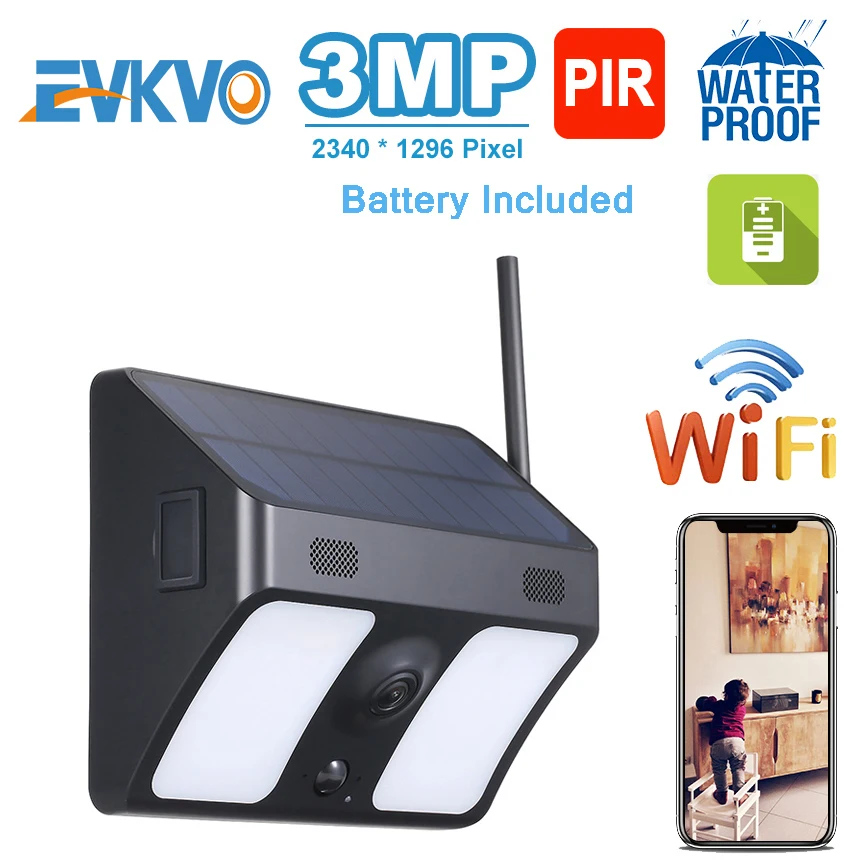 3MP Солнечная камера WiFi мобильный телефон с дистанционным управлением IP67