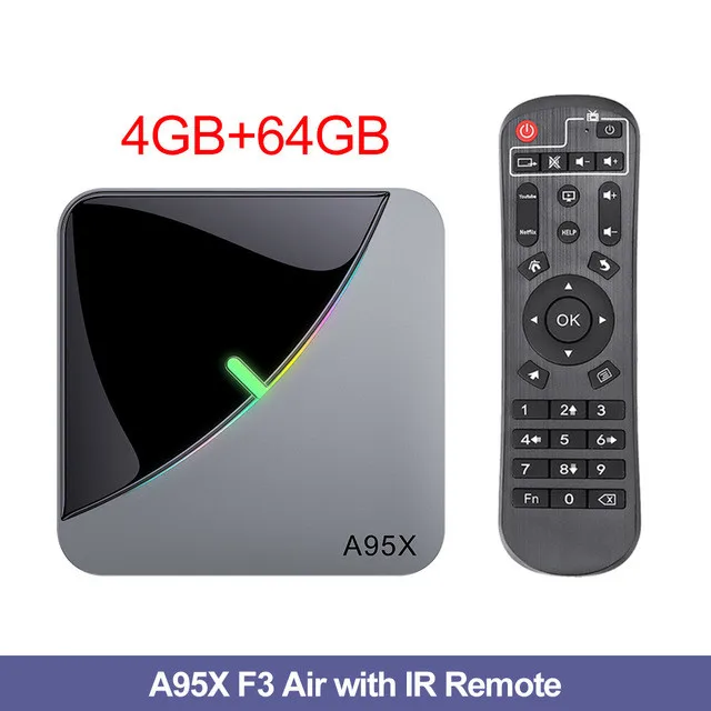 Android 9,0 RGB светильник Smart tv Box A95X F3 Air 4 Гб 64 Гб Amlogic S905X3 Wifi 4K 60fps поддержка Netflix Youtube Google плеер X3 - Цвет: 4G 64G
