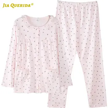 

New Soft Pregnancy Clothes Sleepwear Fashion Pajamas Set Woman Clothes Pj Set Sleepwear Pyjamas Woman Spring Autumn 100% Cotton