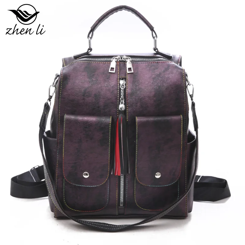 

Zhenli European And American-Style Pu Bag Solid Color Stereo Bag WOMEN'S Bag Supply Backpack