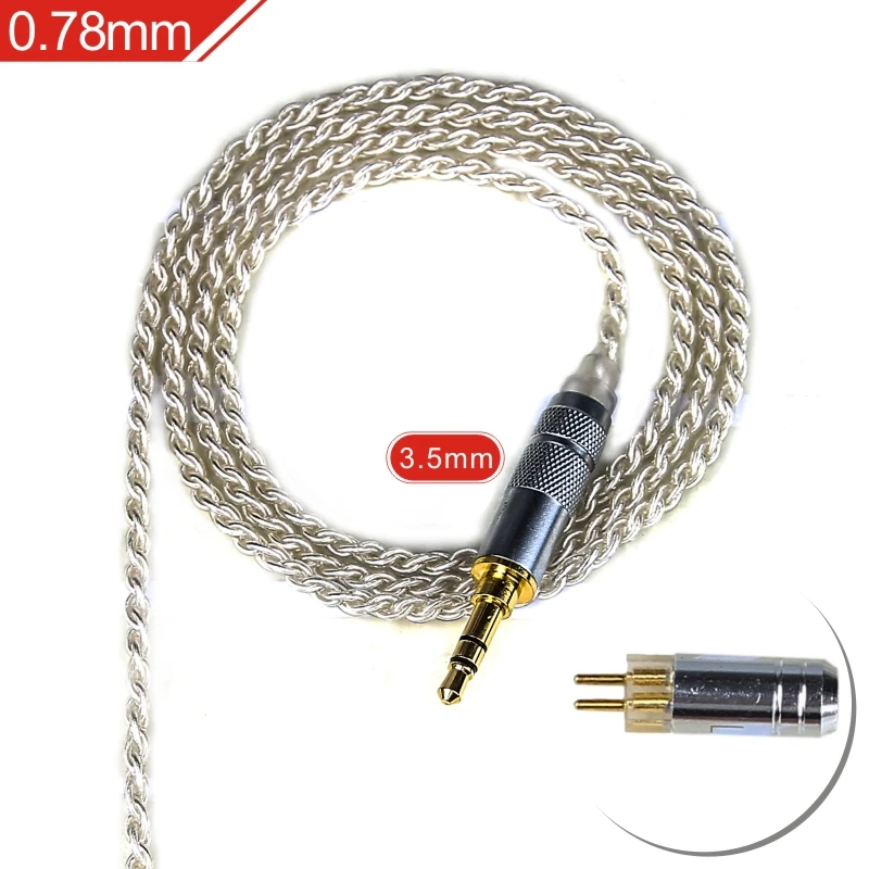 3.5mm 0.78mm Silver FDBRO 3,5 мм наушники Кабо MMCX кабель DIY один Кристалл Медь посеребренный кабель для SE215 SE315 SE425 SE535 SE846 UE900 - Цвет: 3.5mm 0.78mm Silver