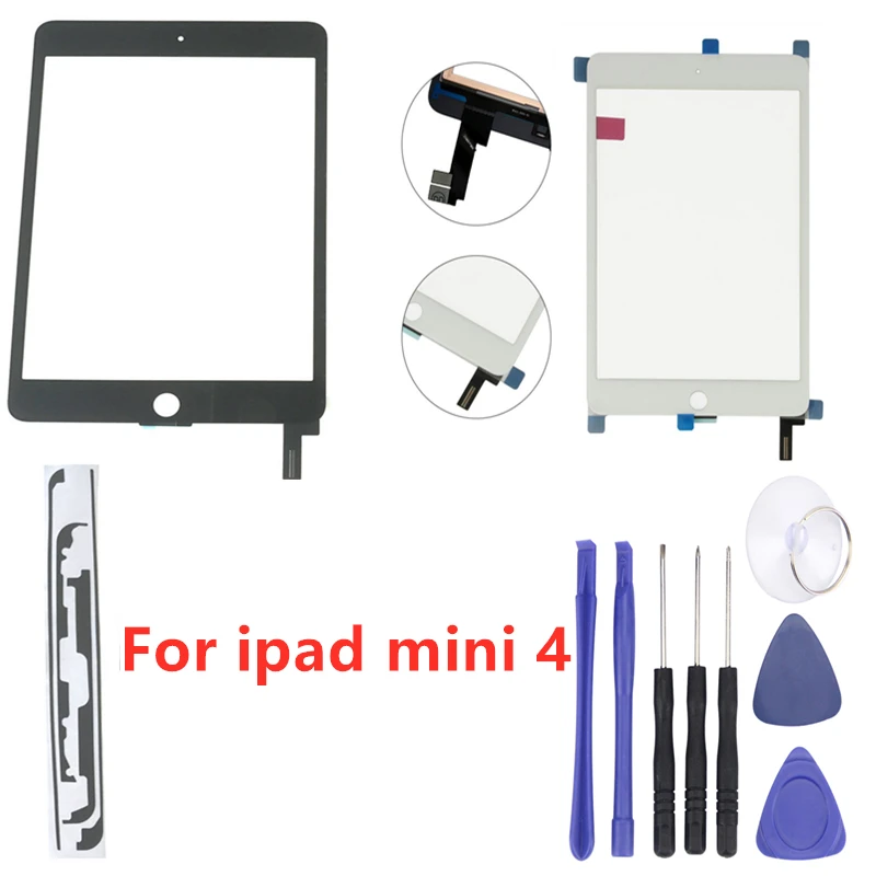

1Pcs Touch Screen For iPad mini 4 Touch Digitizer Glass No Home Button No IC for iPad Sensor Parts With Aeemble Tool Black White