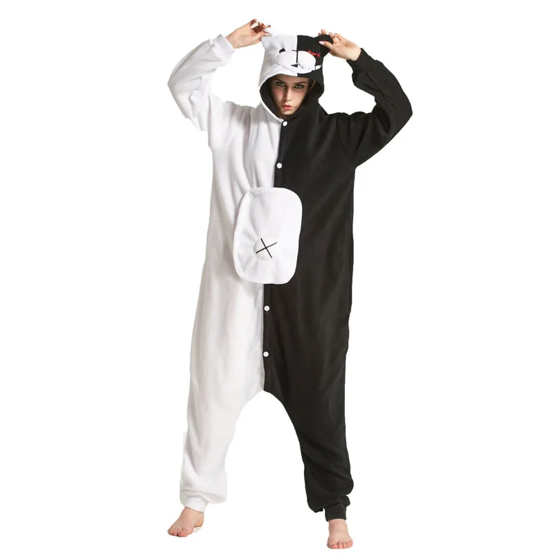 YESKIGU Monokuma Kigurumis комбинезон в виде медведя для взрослых пижама черно белый костюм