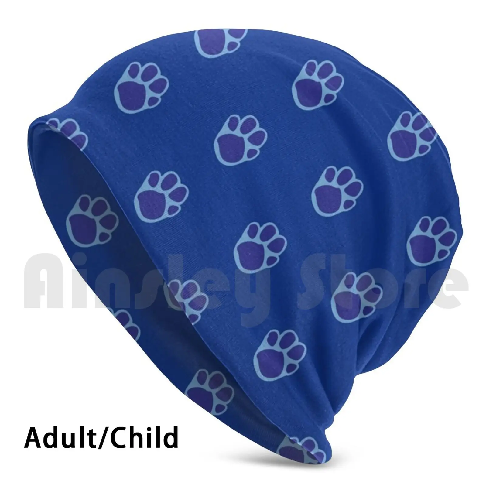 Blue'S Paw Print Pattern Berretti Cappello Lavorato A Maglia Hip Hop Blue Blues Plughts Paw Paw Paw Pattern Dog Steve Vintage