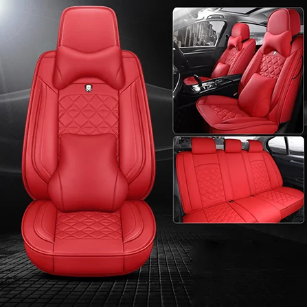 Fully enclosed leather car seat cover for Mitsubishi Pajero 4 2 Sport Outlander XL ASX Accessories Spray Gun Cover Pad - Название цвета: Red(Deluxe)