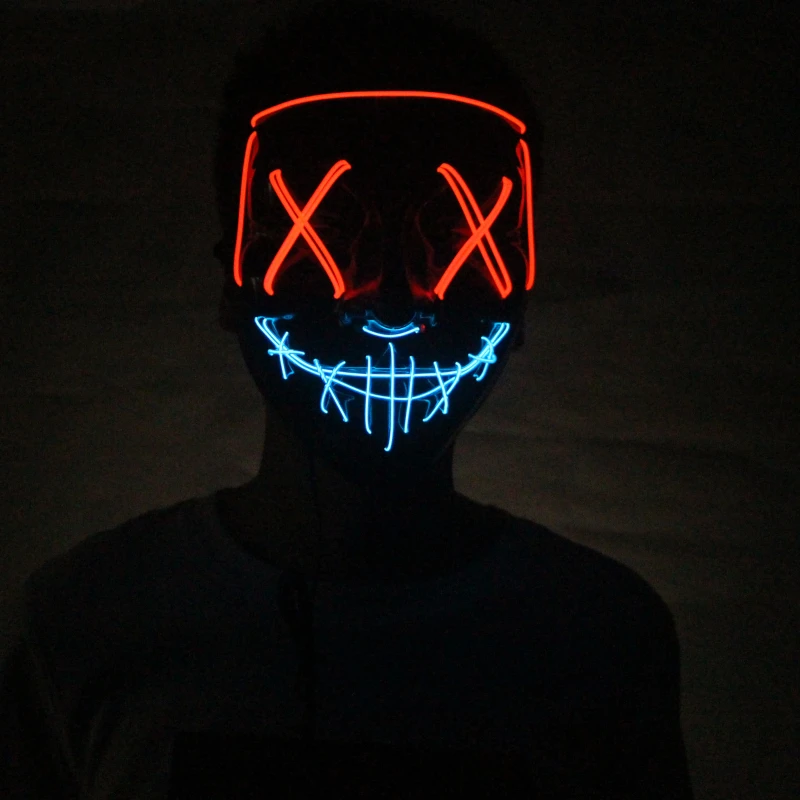Светится в темноте, светодиодная маска, Вечерние Маски на Хэллоуин, маскарадные маски, неоновая маска, светильник, тушь для ресниц, страшная маска, светящаяся маска, Очищающая маска - Цвет: x11032bd