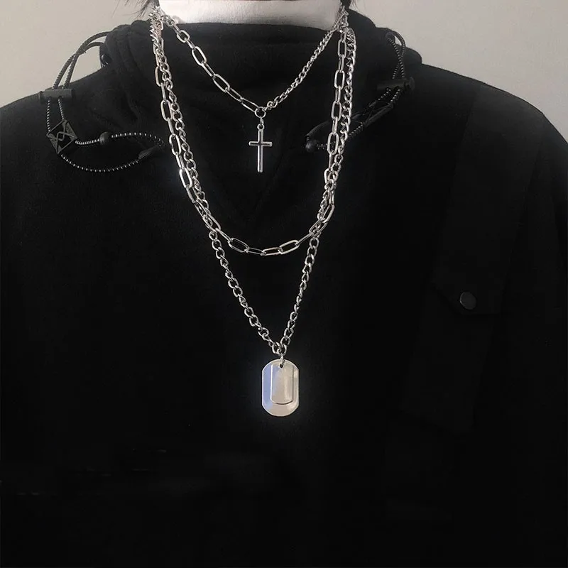 3 шт./компл. 2019 панк ретро перекрестная цепь ожерелье парная мода уличная подвеска