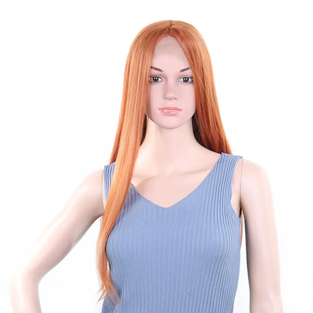 

Long Straight Natural Orange Synthetic Lace Front Wigs For Women Chorliss Middle Part Cosplay Wigs Christmas Heat Resistant