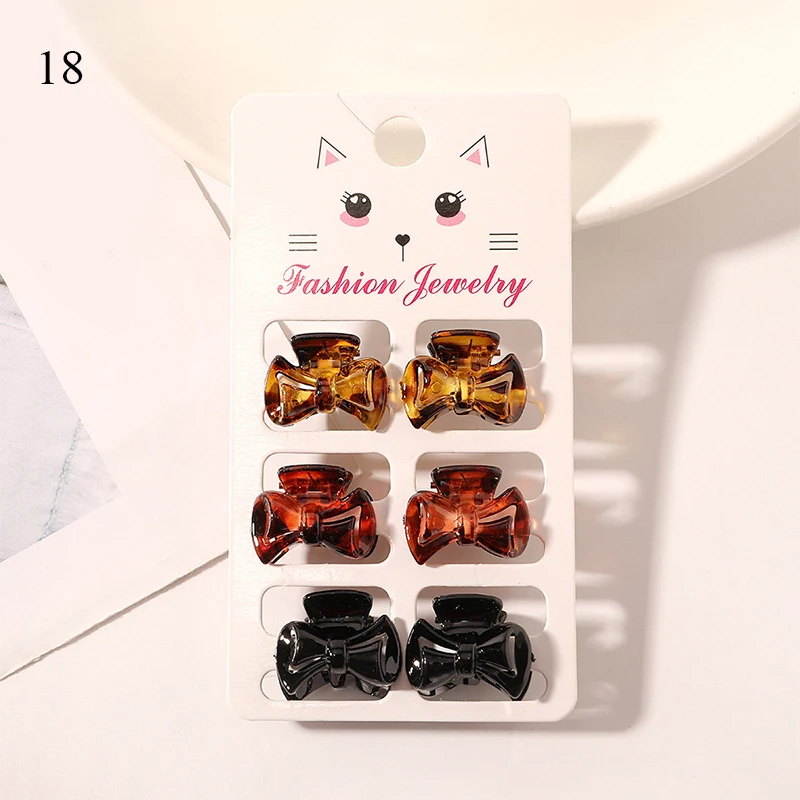 Fashion Amber Hair Clip Good-looking Morandi Color Mini Hair Accessories 6Pcs/Set  Small Cute Resin Hair Claws Clip Simplicity knot hair band Hair Accessories