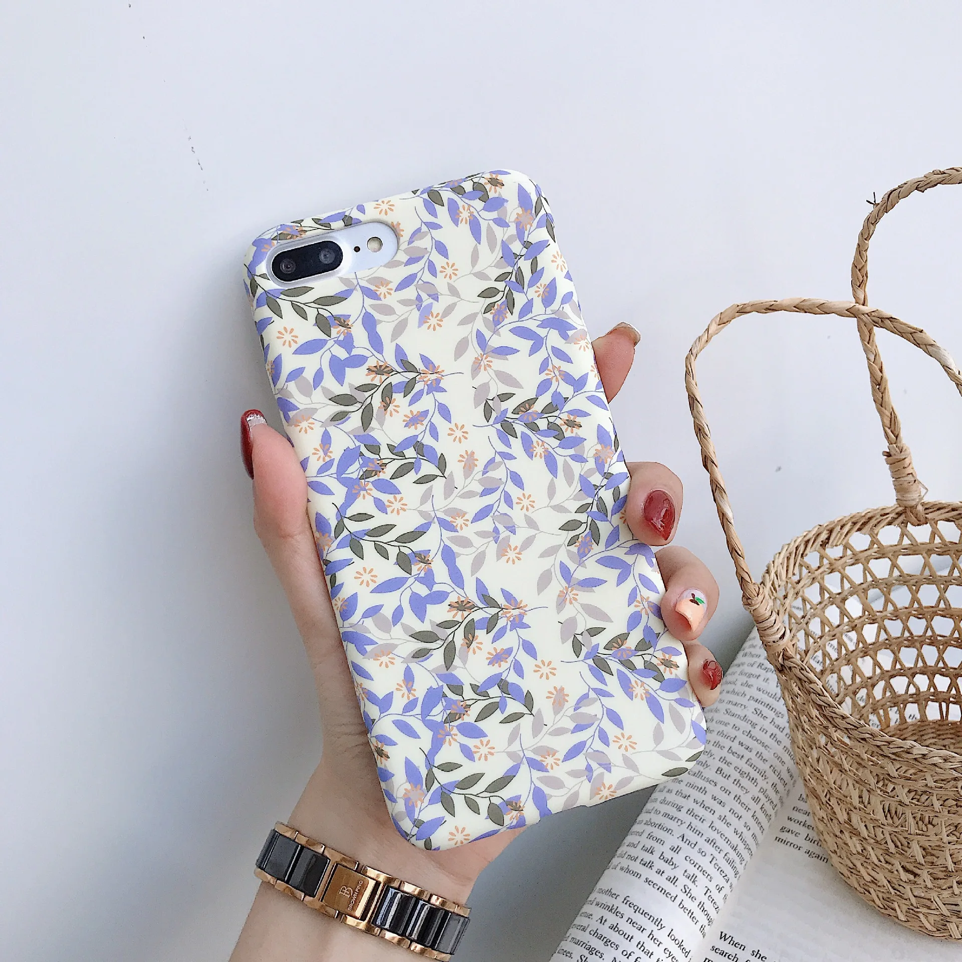 

Korean Style Fresh Leaves Phone Drop-Resistant Protective Case Case for iPhone 8 Plus Case for iPhone 7 Case