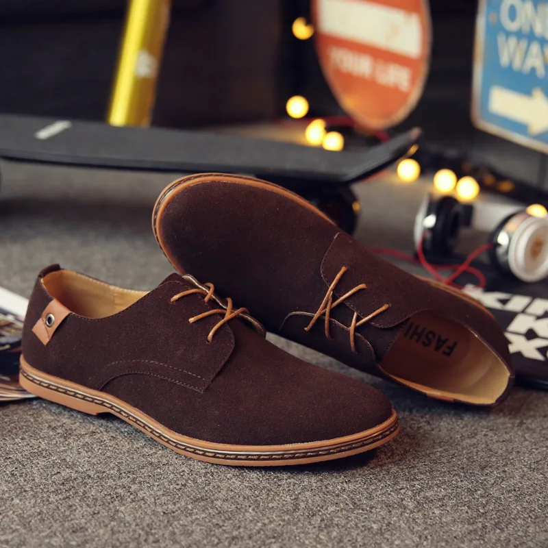 

2019 Spring Suede Leather Men Shoes Oxford Casual Classic Sneakers For Male Comfortable Footwear Big Size