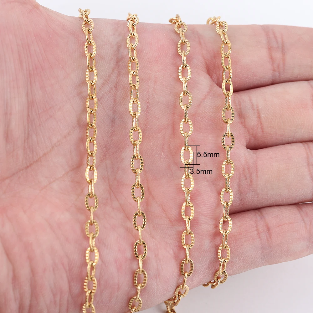 Semitree 1 метр цепочка из нержавеющей стали золотой крест плоские звенья цепи для DIY Изготовление браслета ожерелья ювелирные изделия аксессуары