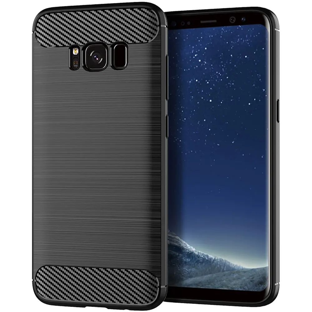 Black Силиконовый чехол для телефона Samsung Galaxy S8 Plus, мягкий чехол из углеродного волокна, бампер для Samsung Galaxy YS8 S 8 S8Plus 8 Plus SM G950F G955F SM-G950 - Цвет: Black