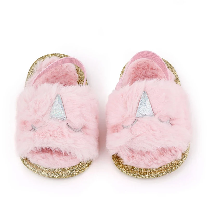 Unicorn Flock Baby Shoes Newborn Soft Sole Walking Shoes Indoor Infant Baby First Walkers Toddlers Slip-on Boys Girls Crib Shoe