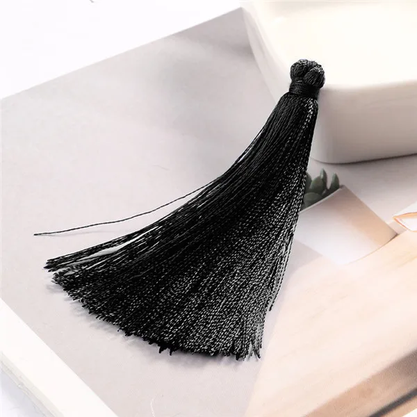 black 10 шт. 6,5 см корпус ПВХ упаковка искусственный шелк кисточка DIY свадебное платье серьги кисточки кулон аксессуары ручной работы - Цвет: black