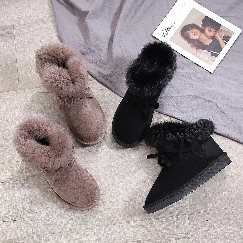 Plush Snow Boots Women Winter Shoes Keep Warm Ankle Boots Non Slip Waterproof Casual Short Booties for Ladies Black Brown