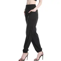 Шаровары со средней талией свободные винтажные модные уличные модные брюки с карманами повседневные женские эластичные Капри брюки