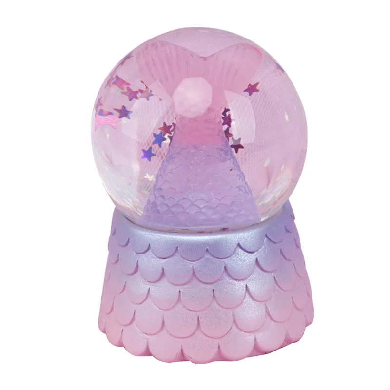 

Creative Fishtail Snow Globe Crystal Ball Ornament Built-in Light Christmas Decoration For Home Home Decoration Accssories