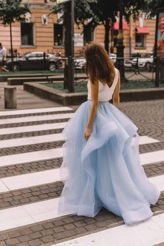 Элегантная синяя юбка макси для малышей, Женский гофрированный многослойный модный длинный наряд для выпускного вечера, юбка для свадьбы, драпированная пышная вечерняя одежда