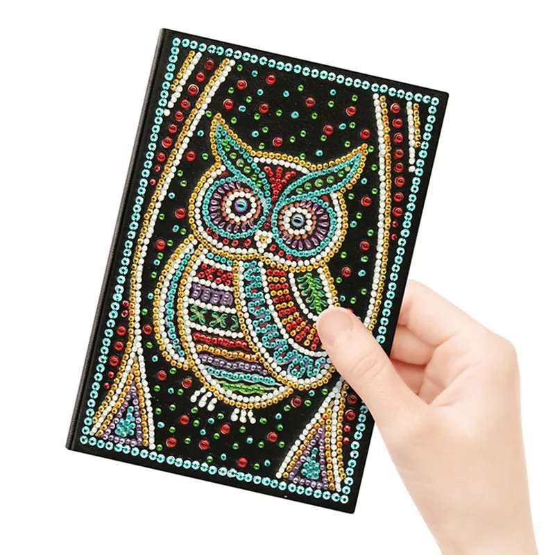 Diy Art Алмазный альбом для рисования дневник Полный Круглый Вышивка мозаикой из стразов A5 64 страницы сова с изображением павлиньей мандалы бабочки