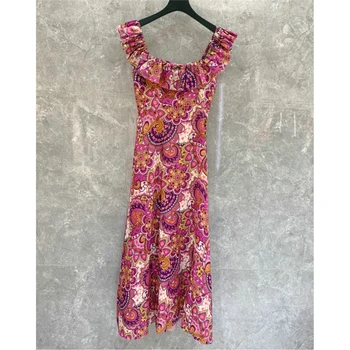 

LouLanQueen Printed Women Red Dress Slim Lady Style Long Dress Female Elegant Light Luxury Dress Female Ladies Dresses Boho