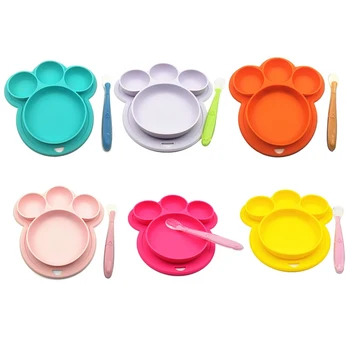 

Cartoon Mouse Mickey Bowl Dishes Lunch Box Kid Baby Children Infant Rice Feeding Bowl Plastic Snack Plate Tableware Spoon Set