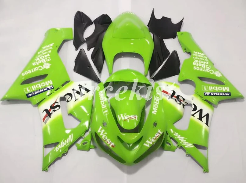 ABS мотоцикл обтекатели комплект подходит для kawasaki Ninja ZX6R 636 2005 2006 05 06 6R ZX-6R Кузов Набор зеленый WEST