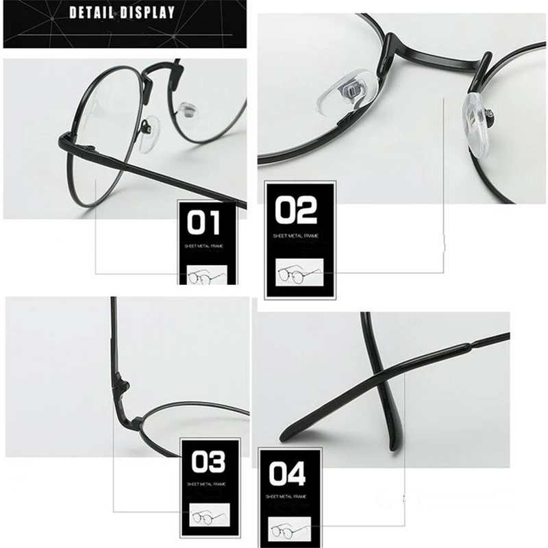 Retro Oval Myopia Glasses Finished Women Men Metal Silver/Black/Gold Prescription Eyeglasses Diopter -1.0 -1.5 -2.0 To -6.0 5