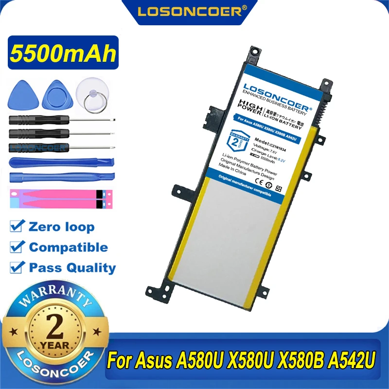 LOSONCOER C21N1634 100% A580U X580U X580B A542U R542U R542UR X542U V587U FL5900L FL8000U Аккумулятор для ноутбука Asus
