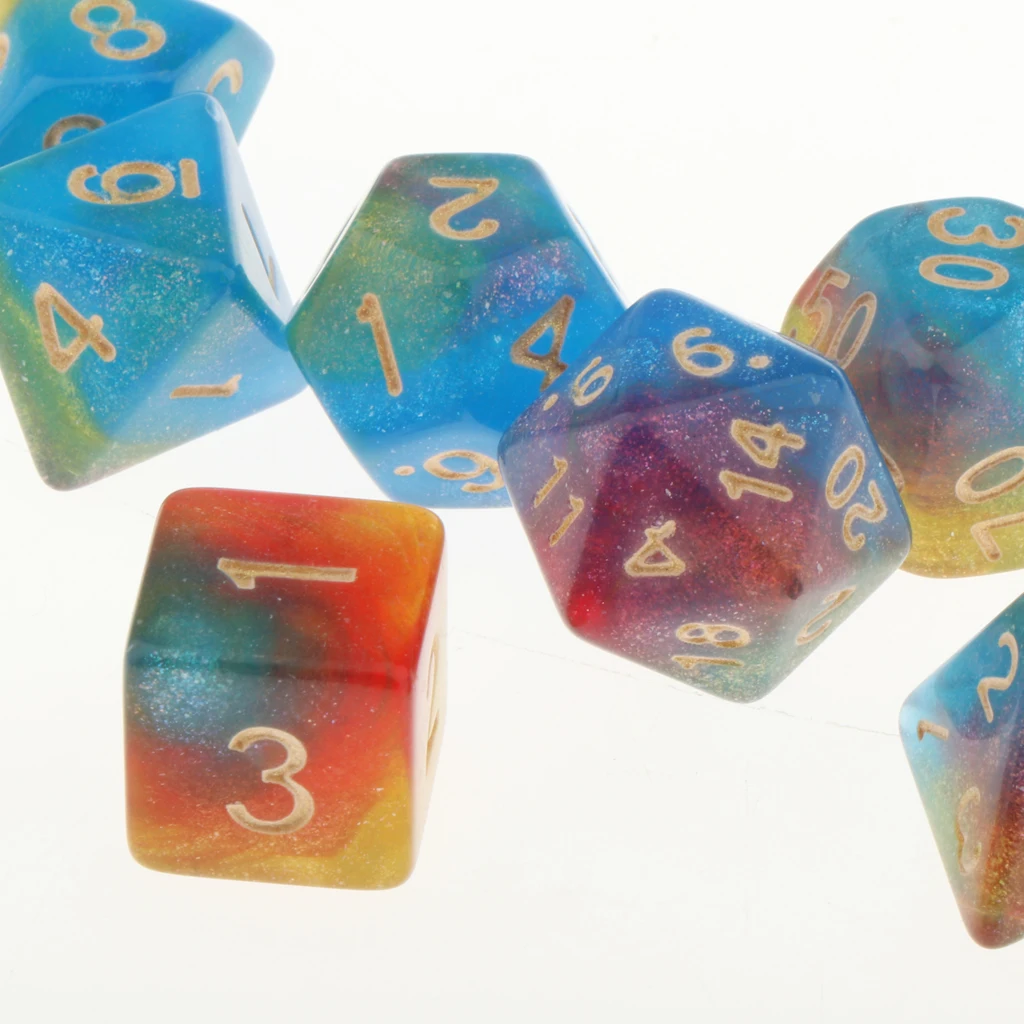 7Pc Multi-sided Dices Set D4-D20 MTG DND RPG Board Game Dice for D&D Roleplaying Party Casino Table Game Toy