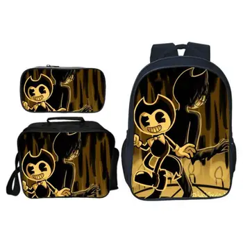 

New Set Bendy and The Ink the hedgehog boys School Bag Kid Backpack Zipper Backpacks School Bag Teenager Book pencil bags