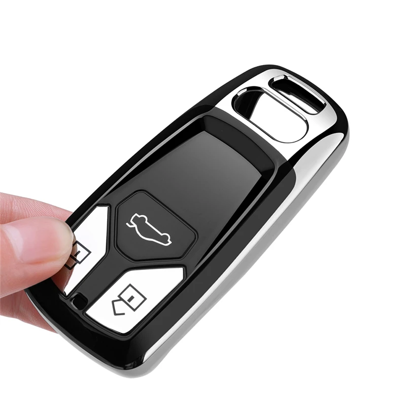 New soft TPU Car Key Cover Case For AUDI A4 B9 Q5 Q7 TT TTS 8S Auto Key Shell decoration keyring keychain durable waterproof