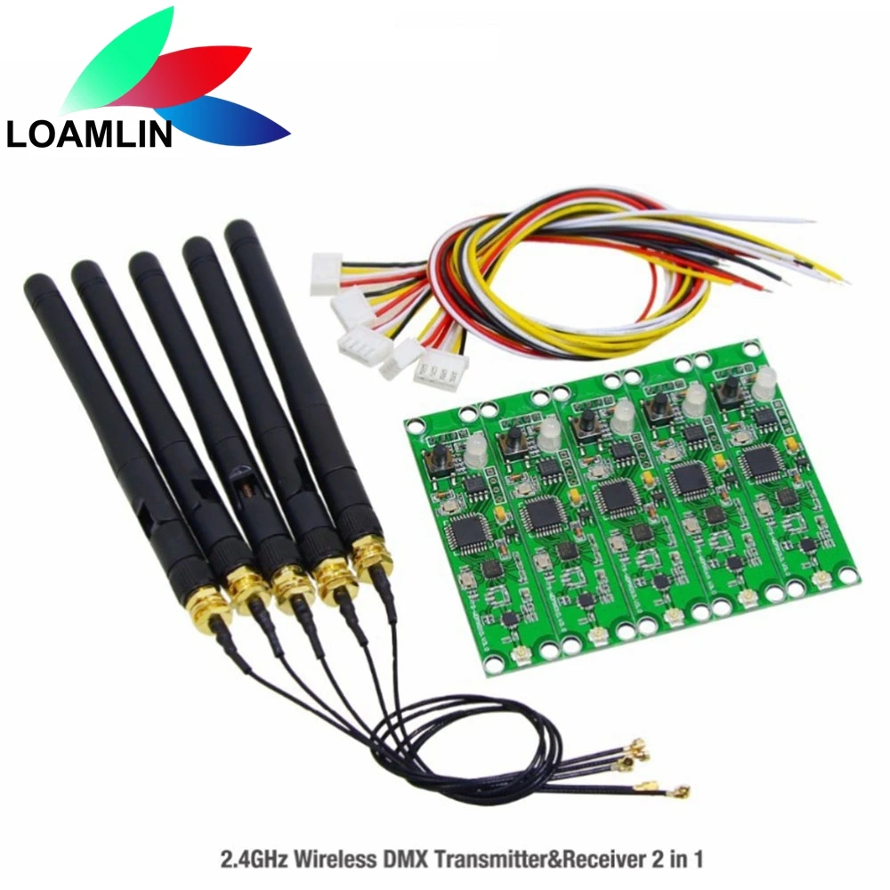 Stage Light 2.4Ghz Wireless DMX512 Transmitter & Receiver 2 IN 1 PCB Modules Board Antenna LED Controller WIFI Receiver