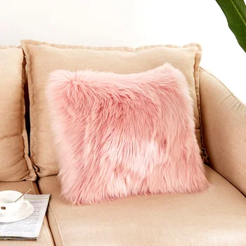 

New 45*45cm Fluffy Pillowcase Warm Soft Plush Pillow Case Waist Throw Pillow Covers Square Pillowcase Travel Pillow Cover For Ho
