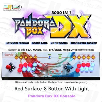 

2020 New 8 Button Custom Pandora Box DX console 3000 in 1 have 3D game support fba mame ps1 SFC/SNES MD game save game can 3P 4P