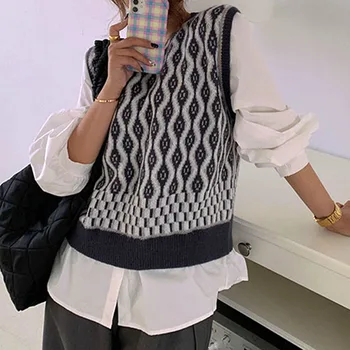 

Fake Two-piece Women Sweater Long Sleeves Stitching Design Knit Pullover Autumn 2020 New Korean Style Pullover Thin Sweater