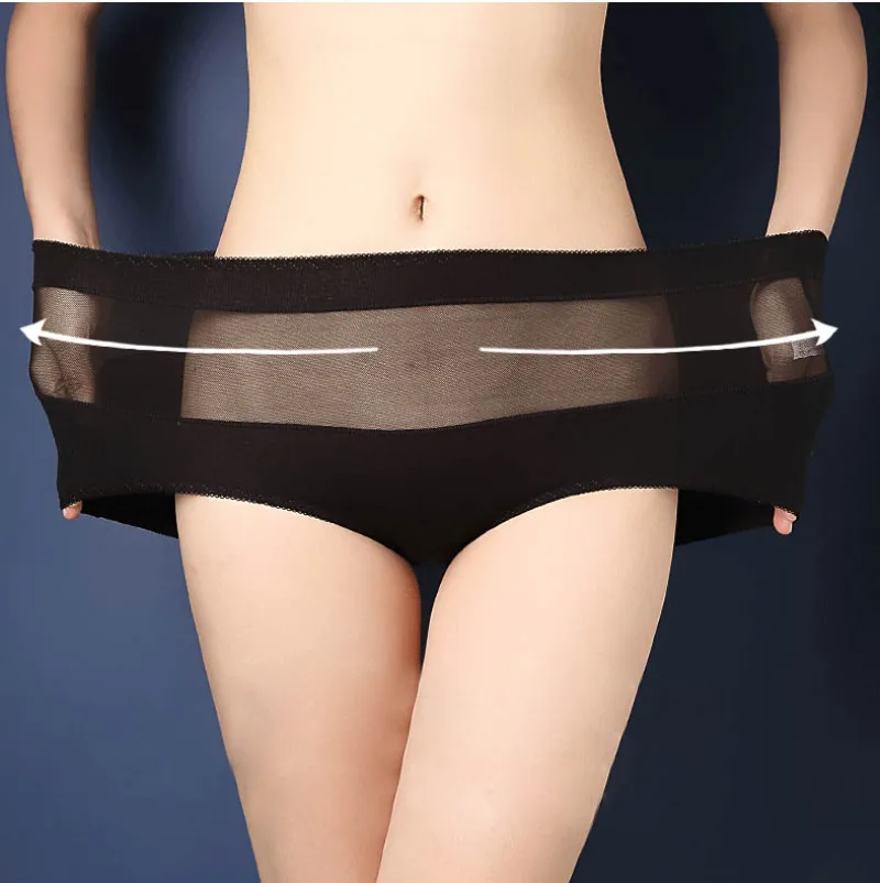 3XL сексуальное прозрачное женское нижнее белье большого размера, Сетчатое дышащее мягкое женское белье с высокой талией, большие размеры